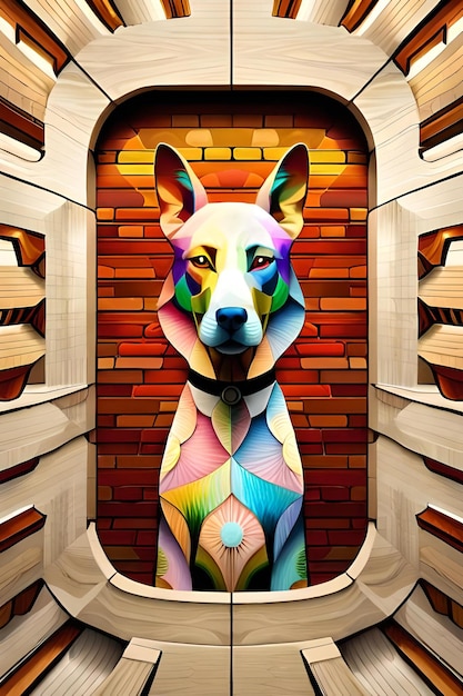 Colorful psychedelic 3d art of dog