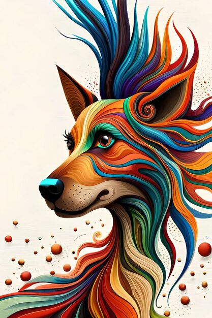 Colorful psychedelic 3d art of dog