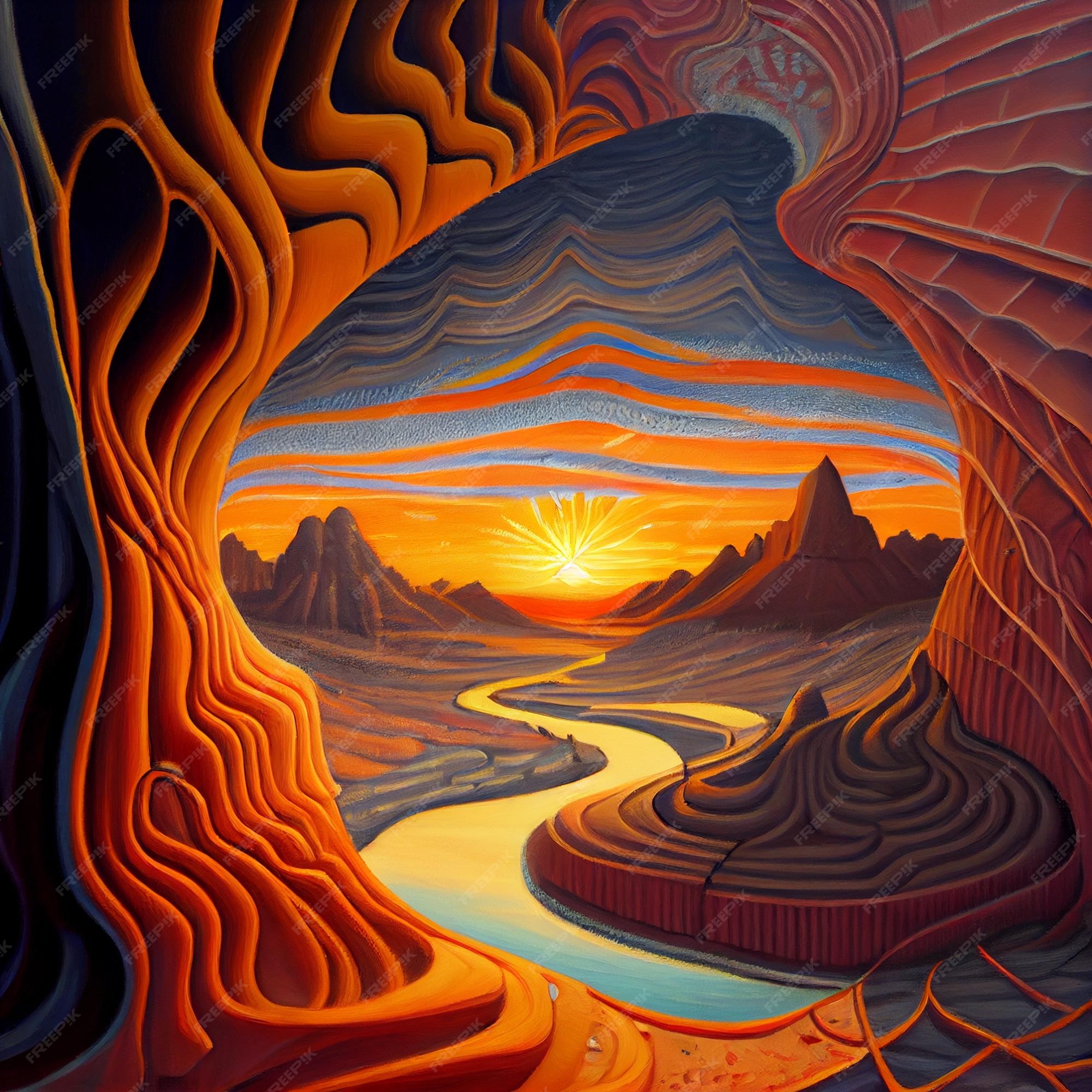 Premium Photo | Colorful psychedelic landscape abstract surreal nature  illustration