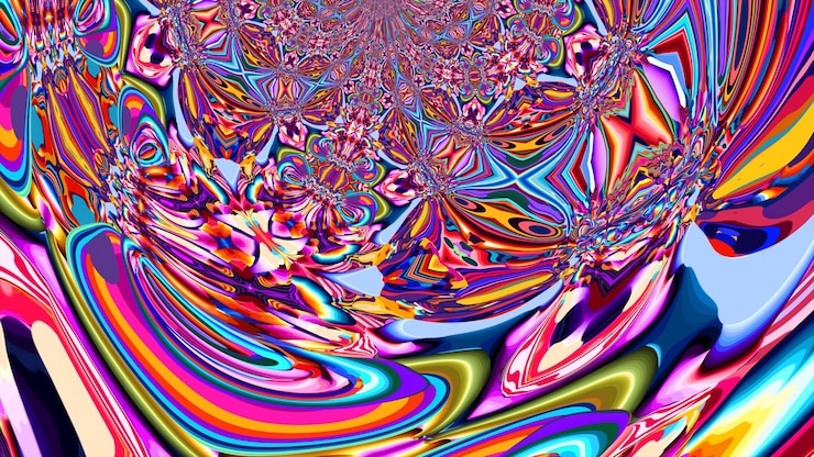 Photo colorful psychedelic motion graphic animation background for summer music