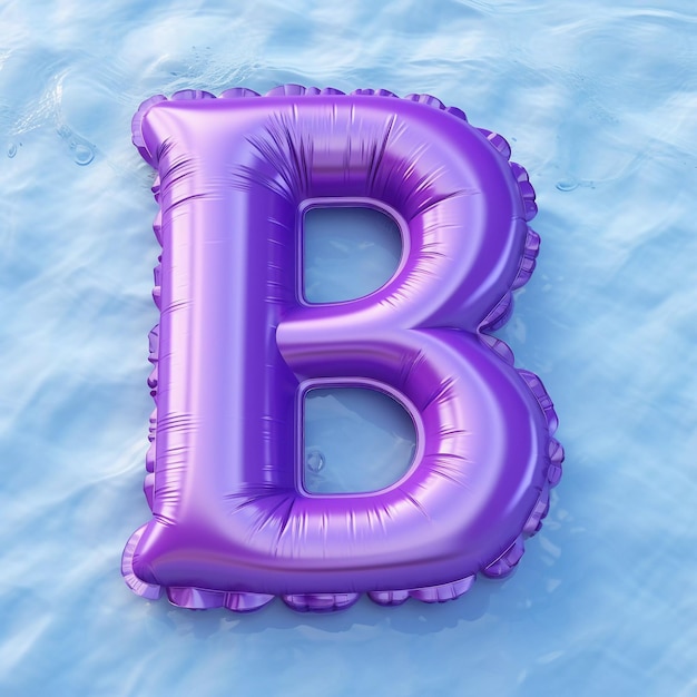 Colorful purple air mattress in the shape of the letter b