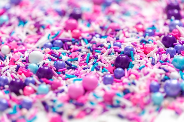 Colorful purple sprinkle blend on a white background.