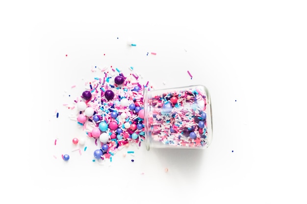 Colorful purple sprinkle blend on a white background.