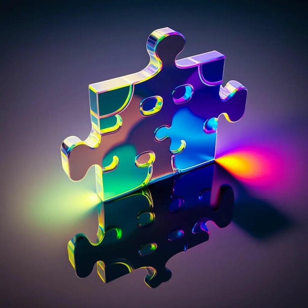 A colorful puzzle piece with the word puzzle on it