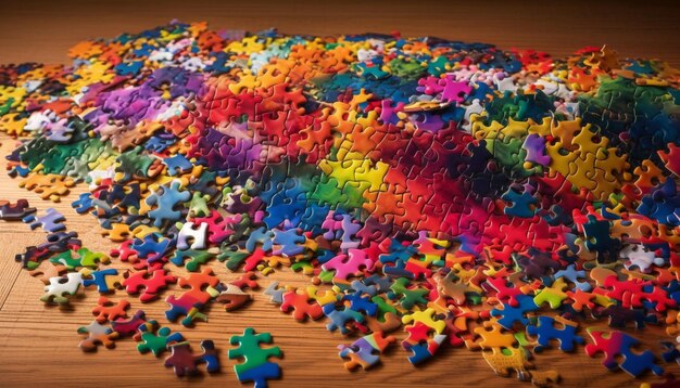 Красочные кусочки головоломки образуют образовательный порядок и связь, созданную ИИ