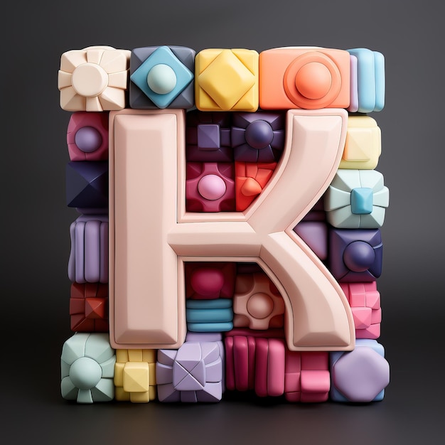 a colorful puzzle with the letter k on it