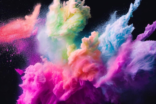 Colorful pwoder explosion on dark background