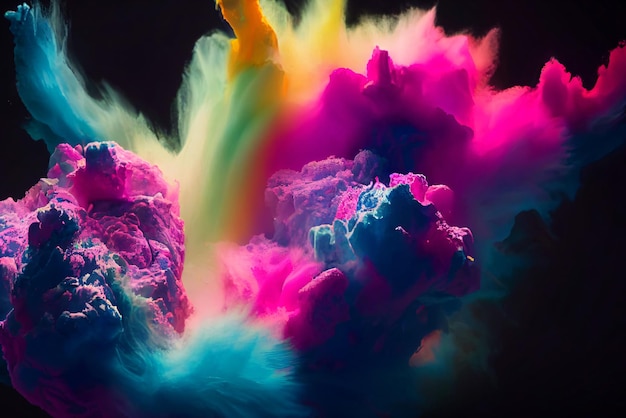 Colorful pwoder explosion on dark background