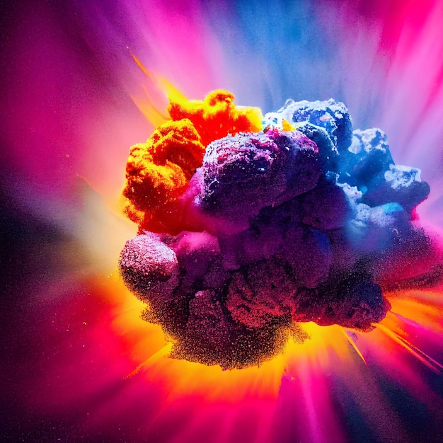 Colorful pwoder explosion on dark background