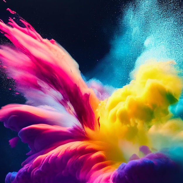 Colorful pwoder explosion on dark background