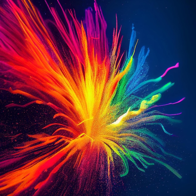 Colorful pwoder explosion on dark background