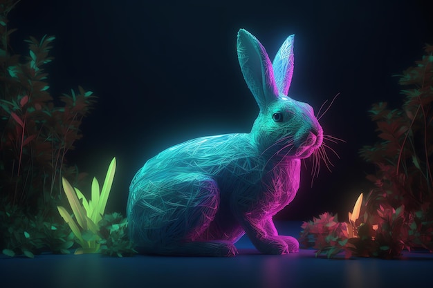 Colorful Rabbit Illustration generative ai