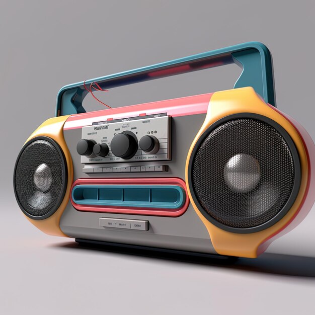 a colorful radio with a label that says  radio  on it