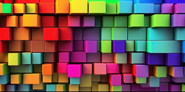 Colorful Rainbow 3d Block Background