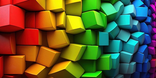 Colorful Rainbow 3d Block Background