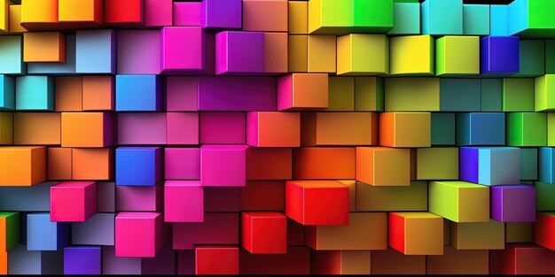 Photo colorful rainbow 3d block background