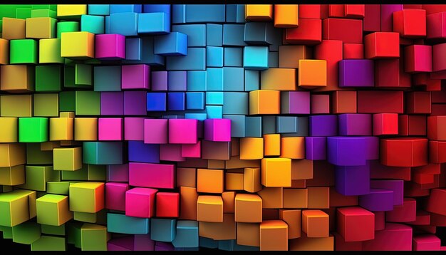 Photo colorful rainbow 3d block background