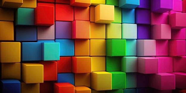 Colorful Rainbow 3d Block Background