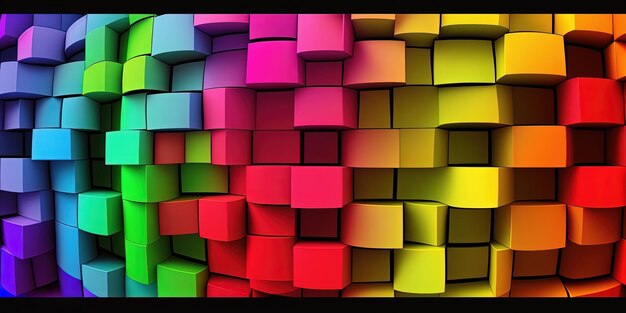 Photo colorful rainbow 3d block background