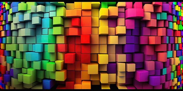 Photo colorful rainbow 3d block background