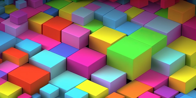 Photo colorful rainbow 3d block background