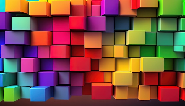 Photo colorful rainbow 3d block background