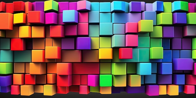 Colorful Rainbow 3d Block Background