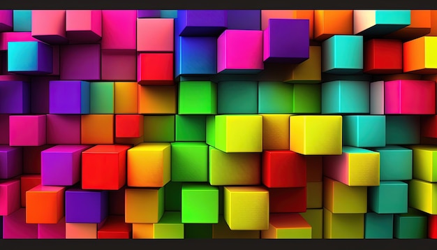 Photo colorful rainbow 3d block background