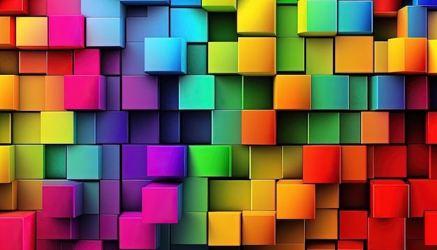 Colorful Rainbow 3d Block Background