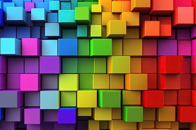 Colorful Rainbow 3d Block Background