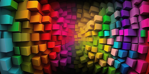 Photo colorful rainbow 3d blocks background