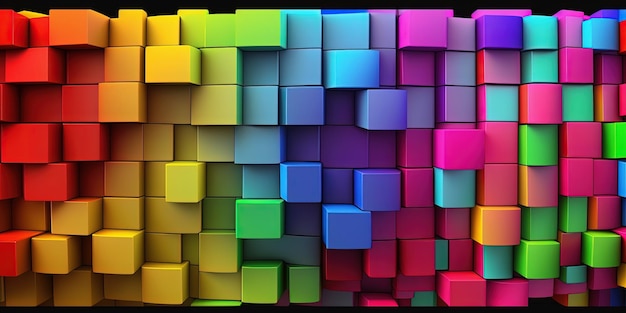 Colorful Rainbow 3d Blocks Background