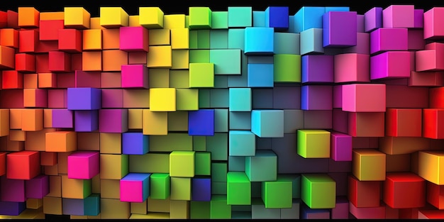 Photo colorful rainbow 3d blocks background