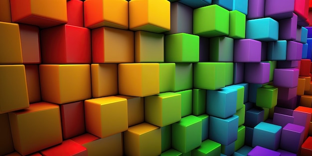 Photo colorful rainbow 3d blocks background
