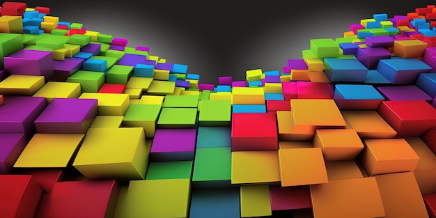 Photo colorful rainbow 3d blocks background