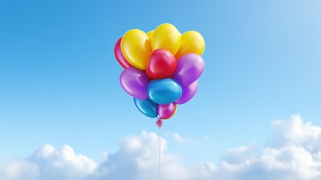 Colorful rainbow air balloons Illustration AI Generative