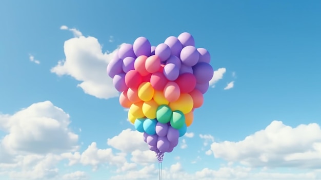 Colorful rainbow air balloons Illustration AI Generative