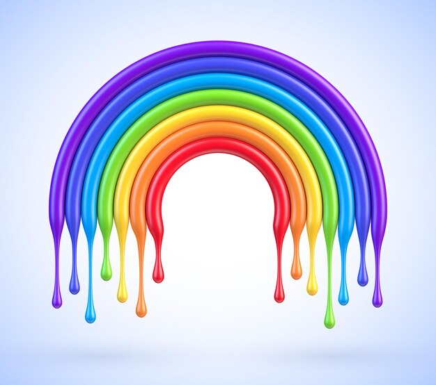 Colorful rainbow arch with dripping paint