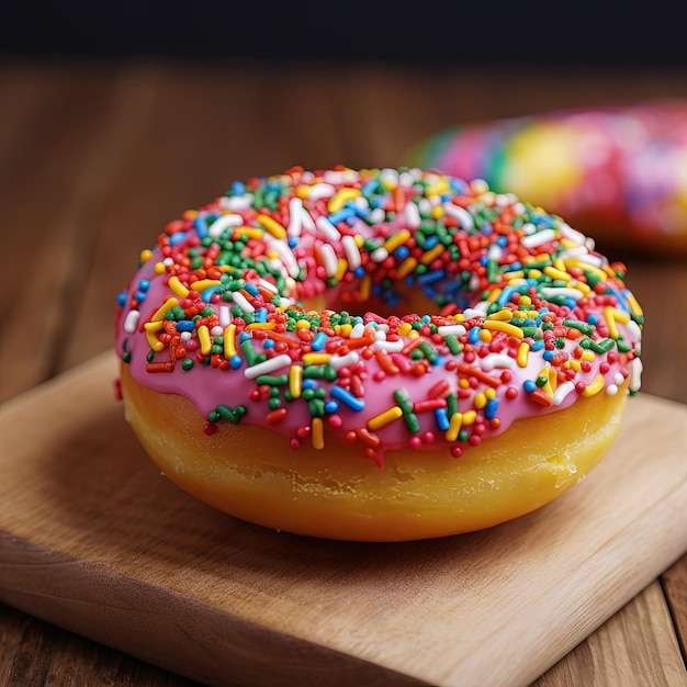 Красочный радужный пончик с посыпкой - вкусное угощение на любой случай