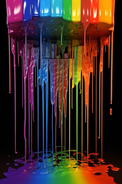 Photo colorful rainbow dripping down from the sky in the style of zbrush monochromatic artworks flickr