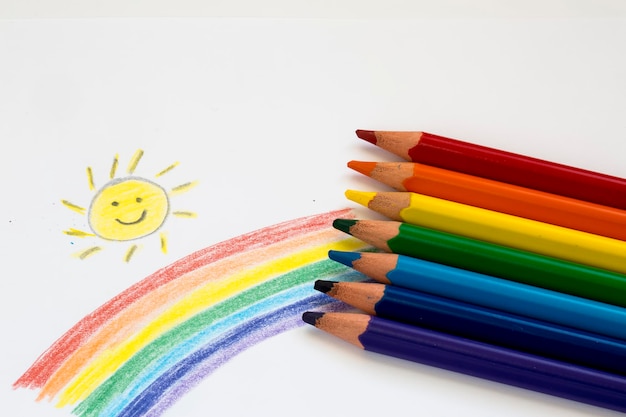 Colorful rainbow figure on the white background