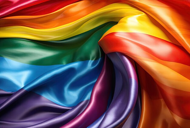 A colorful rainbow flag in the style of curves