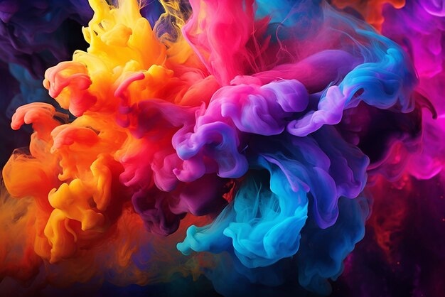 Colorful rainbow holi paint color powder explosion background generated by ai