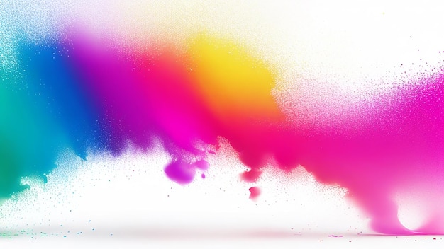 Цветная радуга Холи краска цветный порошок взрыв изолированный белый широкий панорамный фон