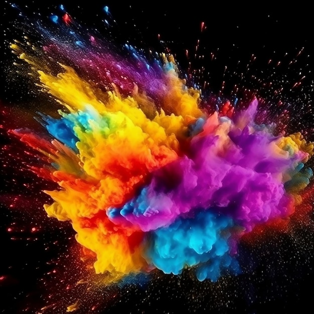 Colorful Rainbow Holi Paint Splash Color Powder Generative AI