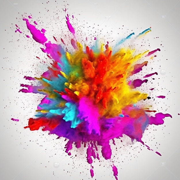 Colorful Rainbow Holi Paint Splash Color Powder Generative AI