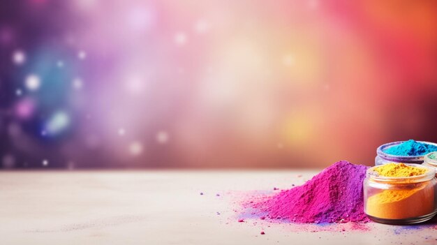 Photo colorful rainbow holi paint vivid color powder explosion isolated on white background