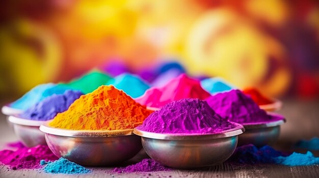 Colorful rainbow holi paint vivid color powder explosion isolated on white background