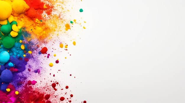 Colorful rainbow holi paint vivid color powder explosion isolated on white background