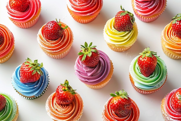 Colorful rainbow LGBT cakes on a white background